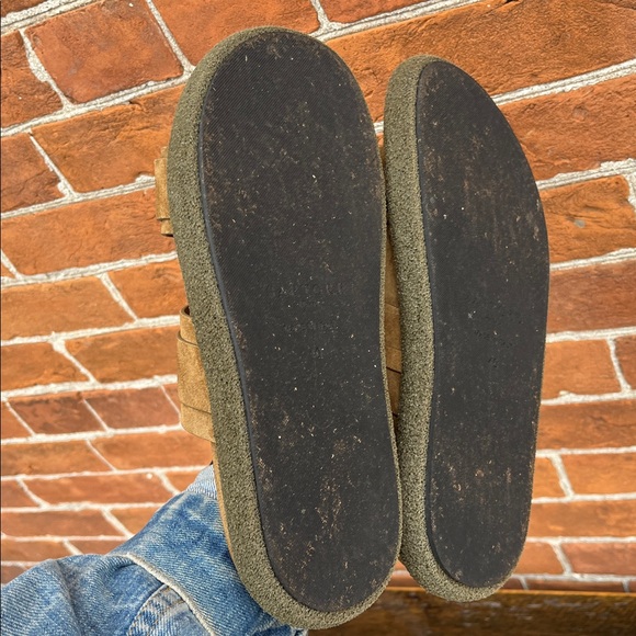 Sartore Women’s Tan Suede Slide Insole Sandals with Gold Accents - Picture 6 of 10